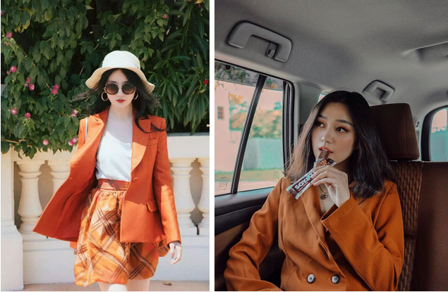 Ngoài màu vàng, gam màu cam đất cũng cực đẹp và thích nhất là lên đồ sống ảo không chê vào đâu được-1