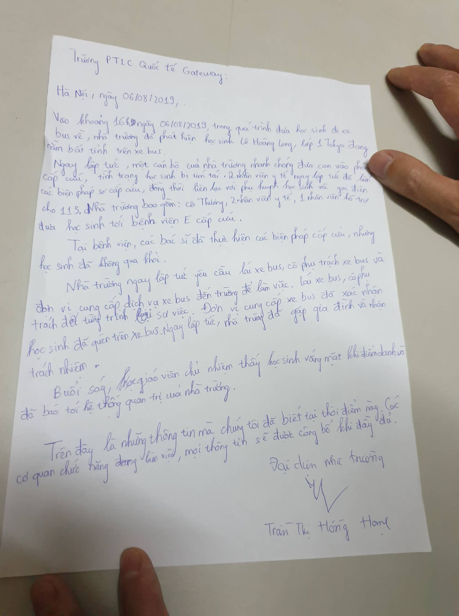 Hé lộ bản tường trình của trường quốc tế Gateway về vụ bé trai 6 tuổi tử vong, nghi bị thầy cô bỏ quên trên xe-2