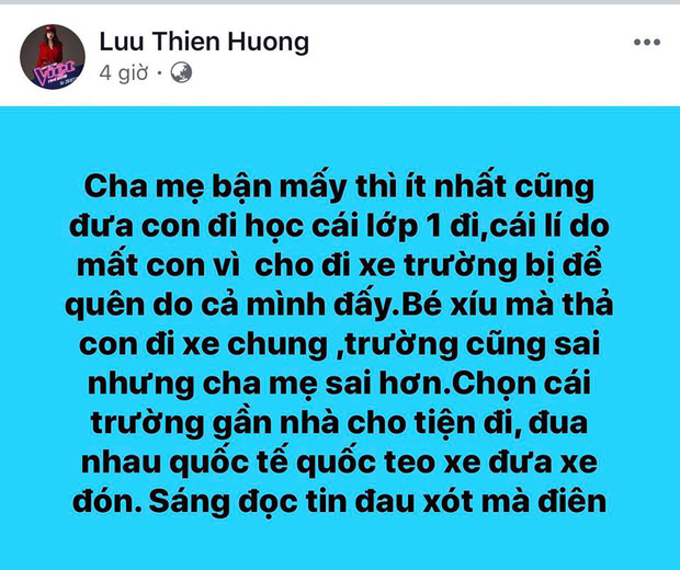 Lưu Thiên Hương gây bức xúc khi phát ngôn: Con mất là do cha mẹ cả đấy!-1