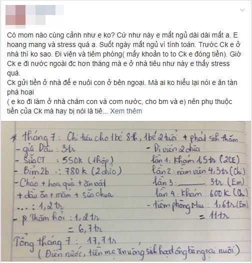 Bị mắng hoang phí vì 1 tháng hết gần 18 triệu đồng, mẹ trẻ lại được chị em đồng cảm sau khi công khai bảng chi tiêu-1