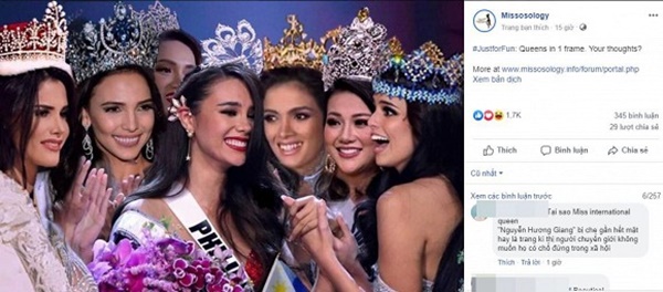 Fan Việt tức giận vì chuyên trang sắc đẹp Missosology đăng ảnh Hương Giang bị che mất nửa mặt trong dàn hoa hậu-1