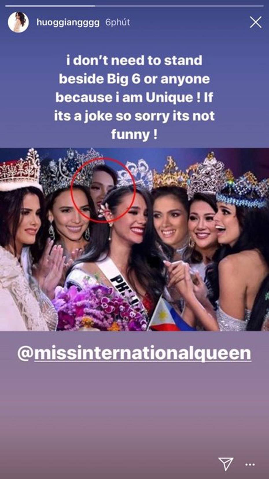 Hương Giang lên tiếng về bức ảnh bị ghép nửa mặt, lấp ló của Missosology: Tôi không cần đứng cạnh 6 người đẹp hay bất kì ai, bởi tôi là duy nhất!-1