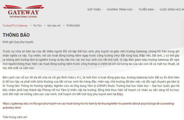 Trường Gateway đổi giao diện webiste thành đen trắng, mời chuyên gia tâm lý thảo luận về cái chết” cho học sinh, phụ huynh-5