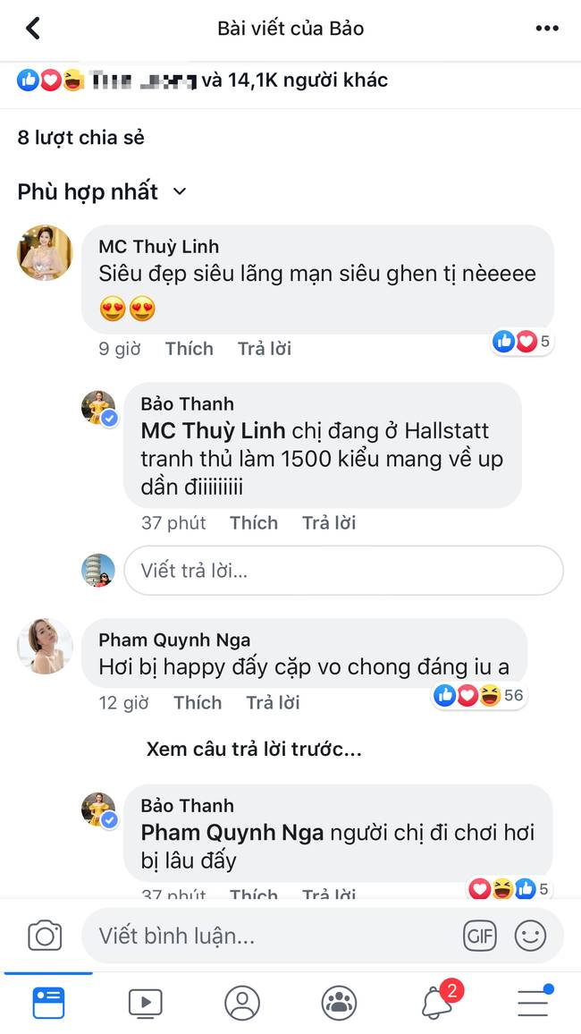 Thư xính lao vừa đăng ảnh khóa môi tình tứ bên chồng, tiểu tam Quỳnh Nga đã vào bình luận đầy ghen tị-2