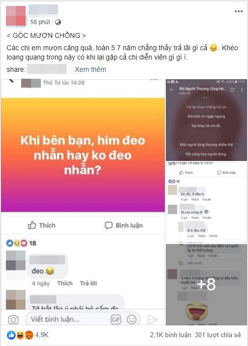 Góc mượn chồng: Chị em lại sôi sùng sục khi thấy hàng loạt bài đăng của Hội người thứ ba công khai khoe chiến tích-1