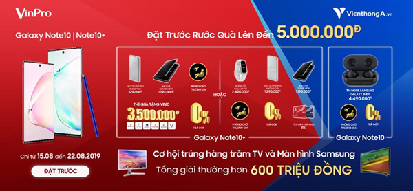 VinPro, Viễn thông A tặng quà khủng cho khách đặt trước Galaxy Note 10/10+-1