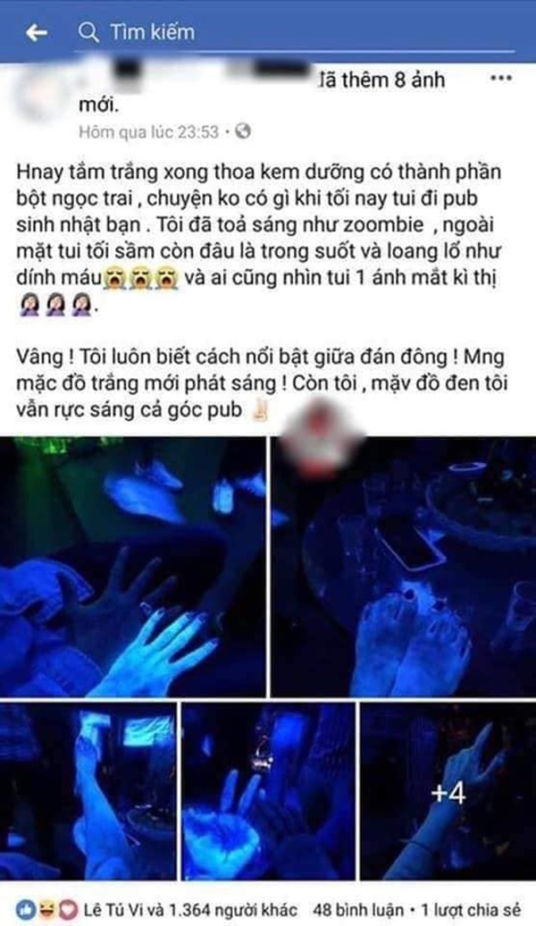 Kinh hãi hình ảnh cơ thể cô gái phát sáng như zombie khi thoa kem dưỡng sau tắm trắng-1