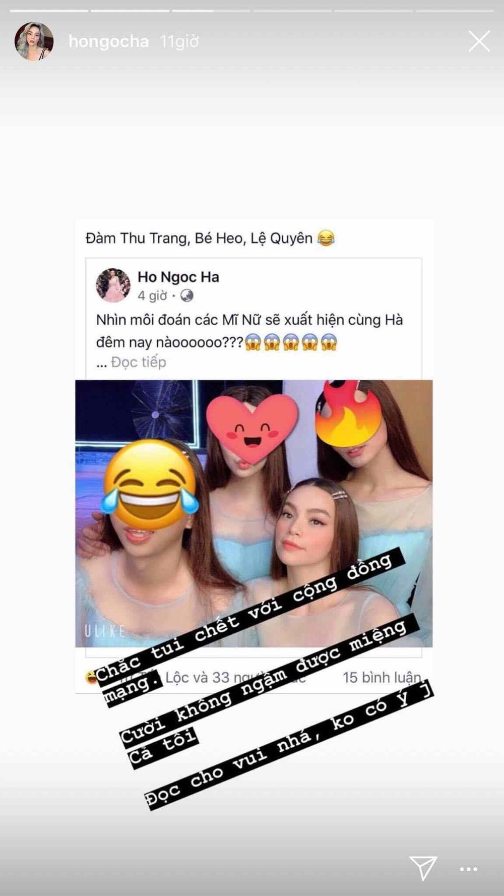 Hồ Ngọc Hà bất ngờ cho Đàm Thu Trang, Lệ Quyên, Minh Hằng xuất hiện trên Instagram-2