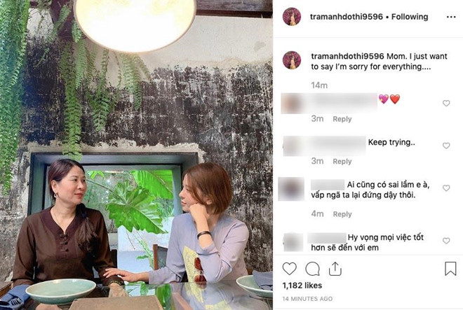 Hot girl Trâm Anh nói xin lỗi mẹ về mọi thứ trên trang cá nhân-1