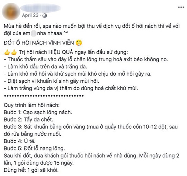Rùng mình với hình ảnh đốt ổ hôi nách lan truyền trên mạng xã hội, nhìn thôi cũng thấy đau nhưng nhiều chị em vẫn cắn răng làm-5