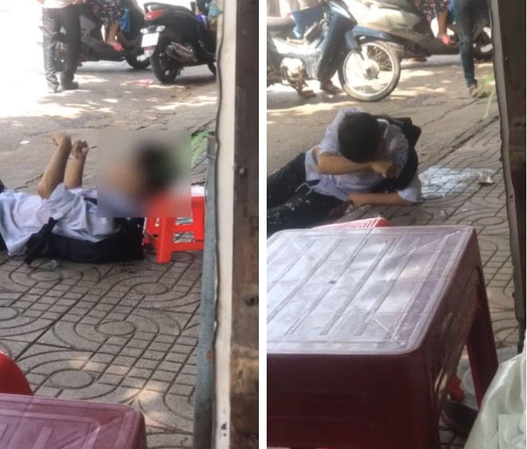 Clip: Nam sinh nôn mửa, nằm ngửa giữa đường co giật bất thường khiến nhiều người chú ý-1