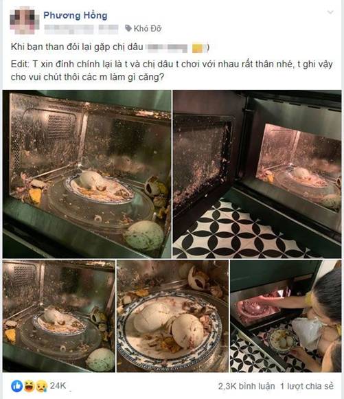Em chồng than đói, chị dâu nhiệt tình cho trứng vào lò vi sóng và thành quả-1