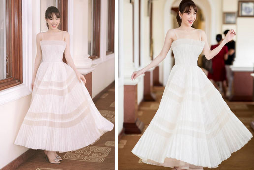 Nhã Phương đẹp tuyệt trần trong sắc trắng tinh khôi, nhưng sao chiếc đầm lại hao hao váy cưới của Đàm Thu Trang thế này?-1