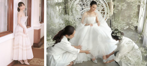 Nhã Phương đẹp tuyệt trần trong sắc trắng tinh khôi, nhưng sao chiếc đầm lại hao hao váy cưới của Đàm Thu Trang thế này?-4