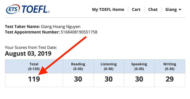 Chàng trai Việt trở thành một trong những người đầu tiên trên thế giới đạt 119/120 TOEFL định dạng mới, tương đương 9.0 IELTS-2