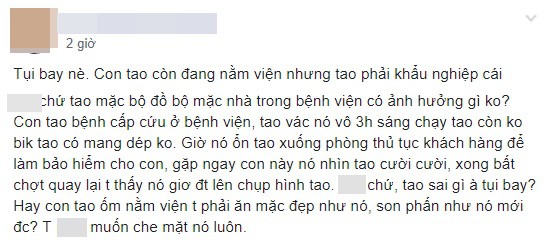 Mặc đồ bộ vội vã ôm con vào bệnh viện lúc 3h sáng, người mẹ bức xúc khi bị một cô gái cười cợt rồi chụp ảnh lén-2
