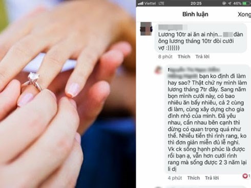 'Đàn ông lương tháng 10 triệu mà đòi cưới vợ?' - câu nói của cô gái gây tranh cãi trên mạng xã hội