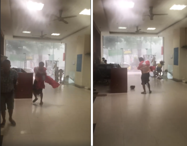 Clip: Hàng trăm người dân HH Linh Đàm hoảng sợ chứng kiến gió lốc giật vỡ cửa kính, đồ đạc bay ra ngoài-1
