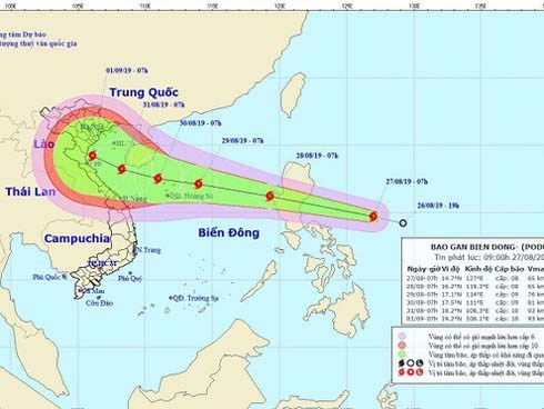 Bão Podul sẽ đổ bộ vào nước ta đúng dịp nghỉ lễ Quốc khánh 2/9?