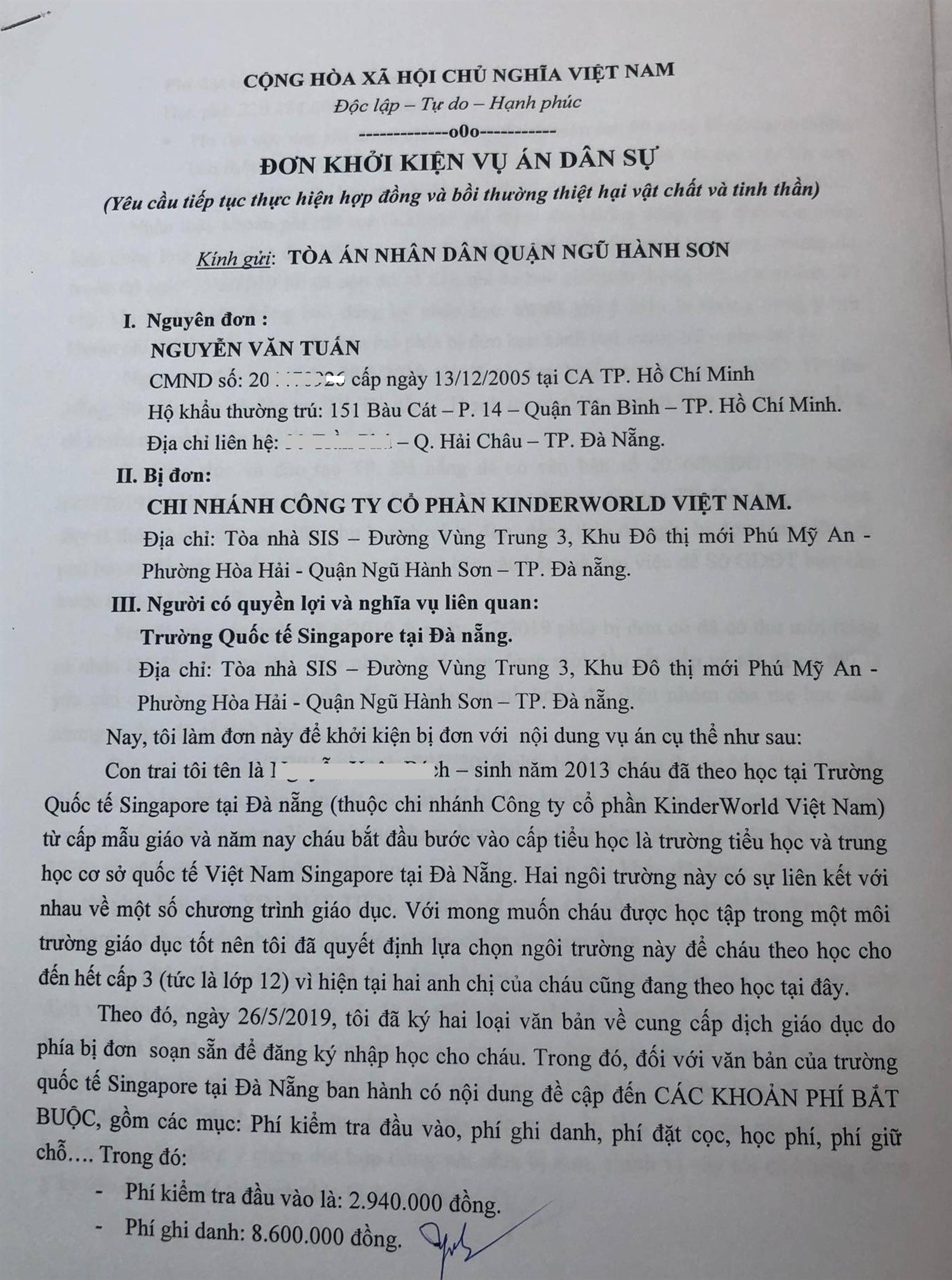 Thông tin mới vụ tố trường Quốc tế Singapore lạm thu: Phụ huynh khởi kiện nhà trường-1