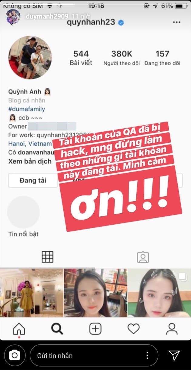 Không hổ danh cầu thủ gắt nhất U23 Việt Nam, Duy Mạnh phản ứng cực chất khi bạn gái bị hack tài khoản Instagram-1