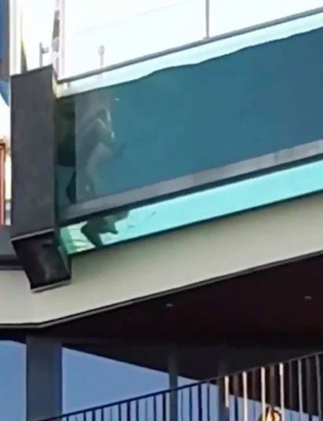 Cặp đôi mây mưa ngay bể bơi tầng thượng ốp kính trong suốt khiến người đi đường đỏ mặt-1