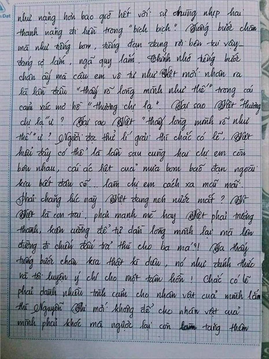 Nam sinh gây sốt với bài văn dài 18 trang, cô giáo đọc xong không biết phải phê gì vì quá xuất sắc!-9