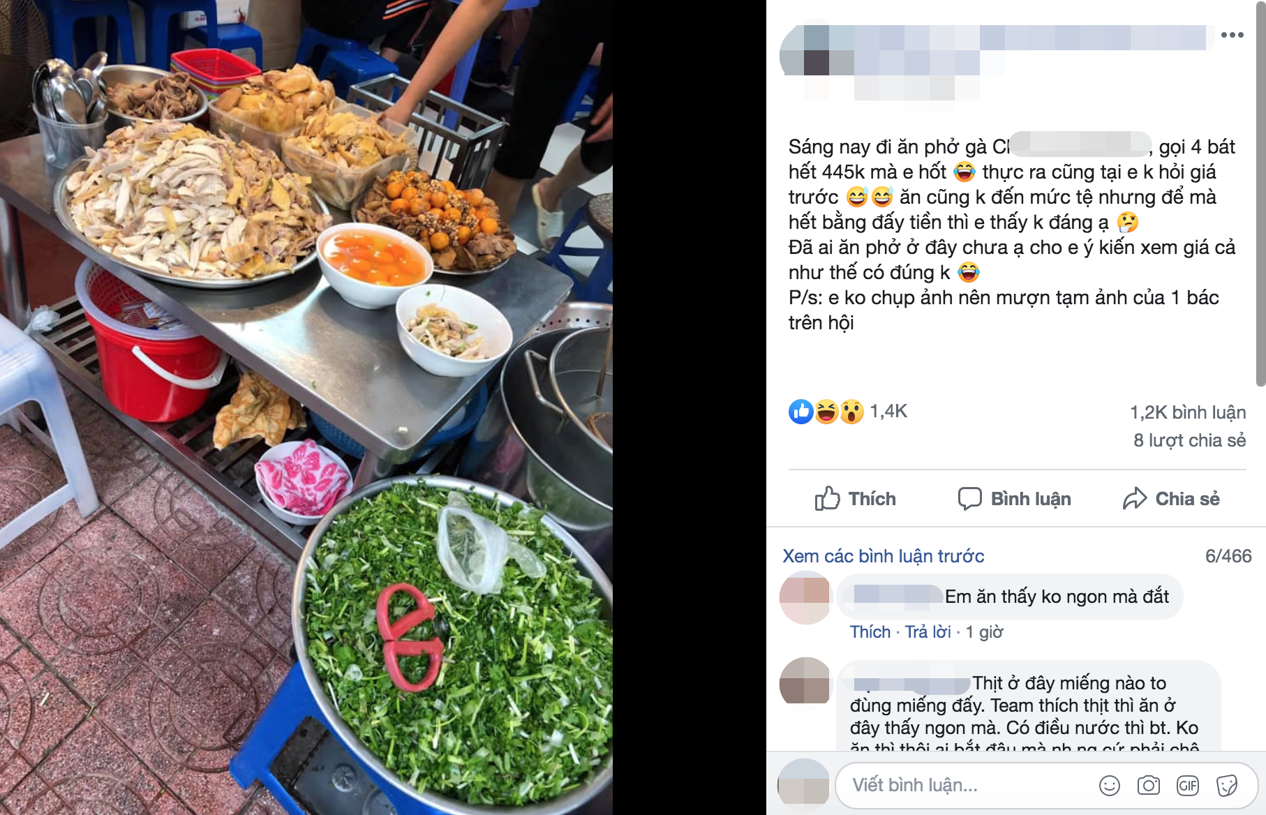 Cô nàng tá hỏa thanh toán 445k cho 4 bát phở gà nổi tiếng Hà thành, dân mạng lại thản nhiên bình luận thế này-1