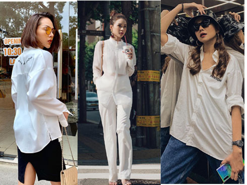 Mấy nàng sành điệu lại phát minh thêm một kiểu diện áo sơ mi: Mở toang vài cúc dưới để trông thật ăn chơi”-12