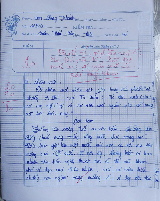 Chủ nhân của bài văn dài 18 trang tiết lộ mình là dân chuyên Toán, thấy 9,5 là con số trọn vẹn nhất chứ không phải điểm 10-4