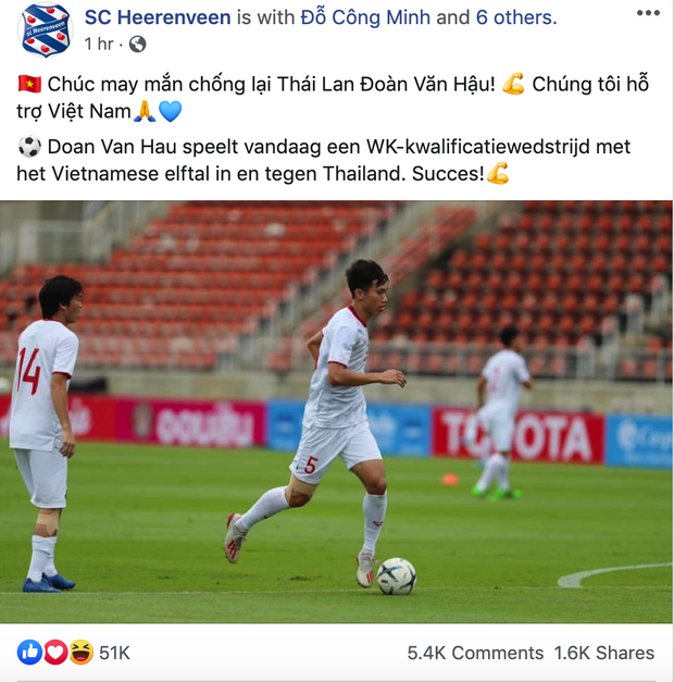 CLB Hà Lan cổ vũ Văn Hậu hạ gục tuyển Thái Lan bằng tiếng Việt của chị google dịch-1