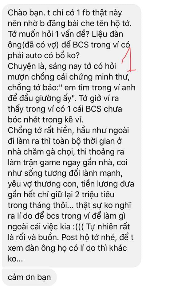 Vợ phát hiện bao cao su trong ví chồng liền đăng hỏi dân mạng nguy cơ ngoại tình cao không? và phản ứng của chị em thật sự gây bất ngờ-1