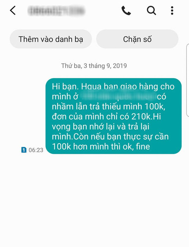 Mỉa mai shipper ăn quỵt 100k, cô gái nhận được tin nhắn phản dame: Cái giọng của chị khiến em muốn tiêu thật tốt số tiền ấy, nếu có nhầm thật!-2