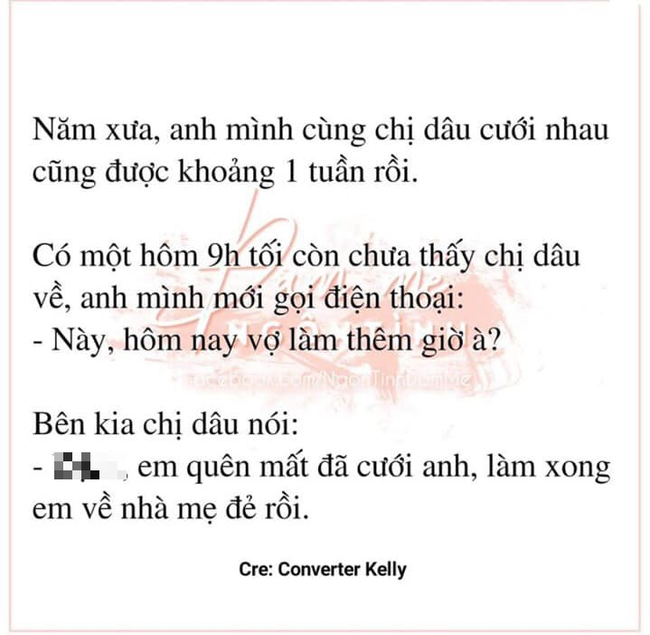 9h tối chưa thấy vợ mới cưới về nhà, chồng đứng hình khi nghe câu trả lời trong điện thoại, còn dân mạng thì cười té ghế-1