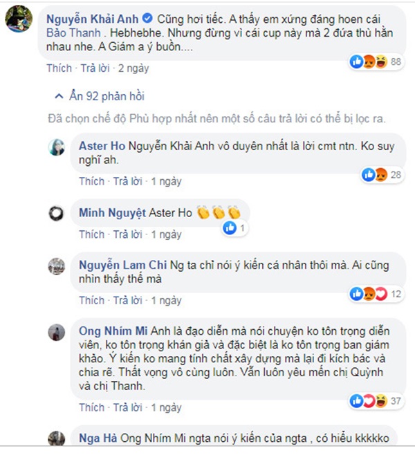Đạo diễn Khải Anh bị fan của Bảo Thanh tấn công vì phát ngôn bênh Thu Quỳnh-2