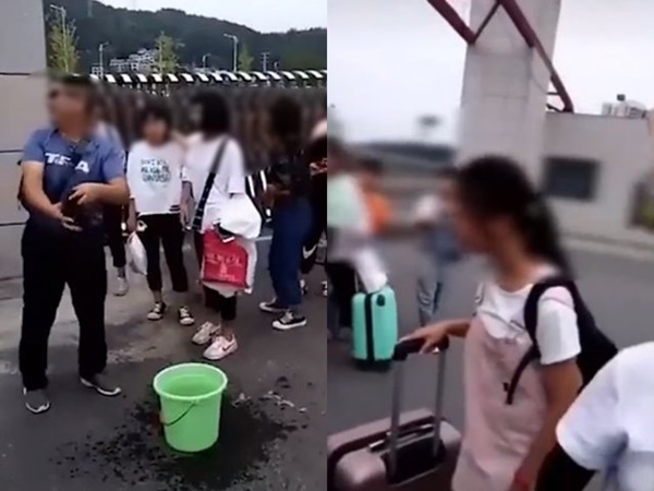 Thầy giáo đứng ở cổng trường, dùng khăn tẩy trang cho nữ sinh thì mới cho vào lớp-2