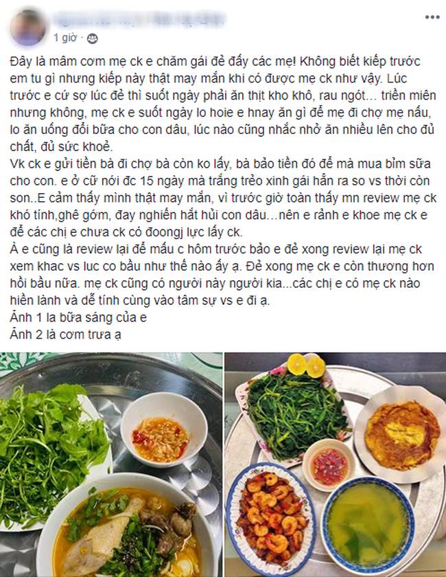 Khoe mình tu mấy kiếp mới gặp được mẹ chồng tốt, nấu cơm ngon trong kỳ ở cữ, nàng dâu trẻ chẳng ngờ chị em chỉ ra điều sai sai này-1