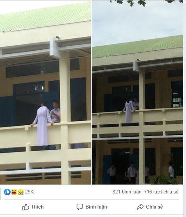 Thi gan với tử thần, nữ sinh vô tư ngồi quay lưng ngoài lan can lớp học ở tầng 1 khiến cư dân mạng thót tim-1