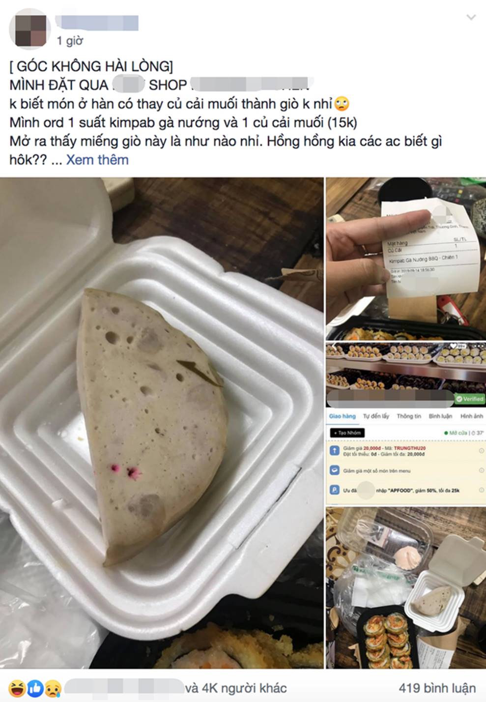 Gọi đồ Hàn trên mạng, cô nàng miệng tuy cười nhưng trong lòng hết muốn ăn khi nhận về miếng giò LỘC-1