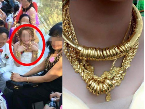 Cô dâu đeo vàng nặng trĩu ngày cưới khiến dân mạng trầm trồ, hoa mắt vì đếm hộ
