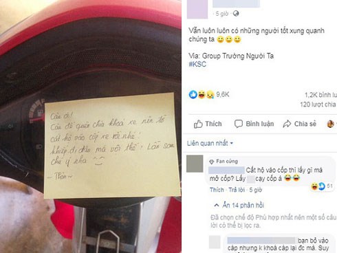Gặp bạn quên không rút chìa khóa ở xe, hành động 
