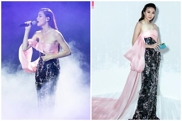 Đụng hàng đầm cúp ngực, Hồ Ngọc Hà lấn át Thanh Hằng nhờ vòng 1 căng đét-8