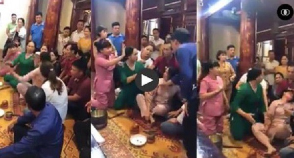 Chính quyền thông tin về đoạn clip bị tát trong đền, người phụ nữ tát lại cô đồng lia lịa-2