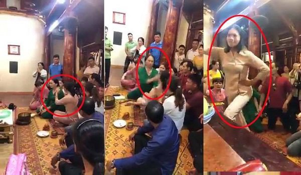 Chính quyền thông tin về đoạn clip bị tát trong đền, người phụ nữ tát lại cô đồng lia lịa-1