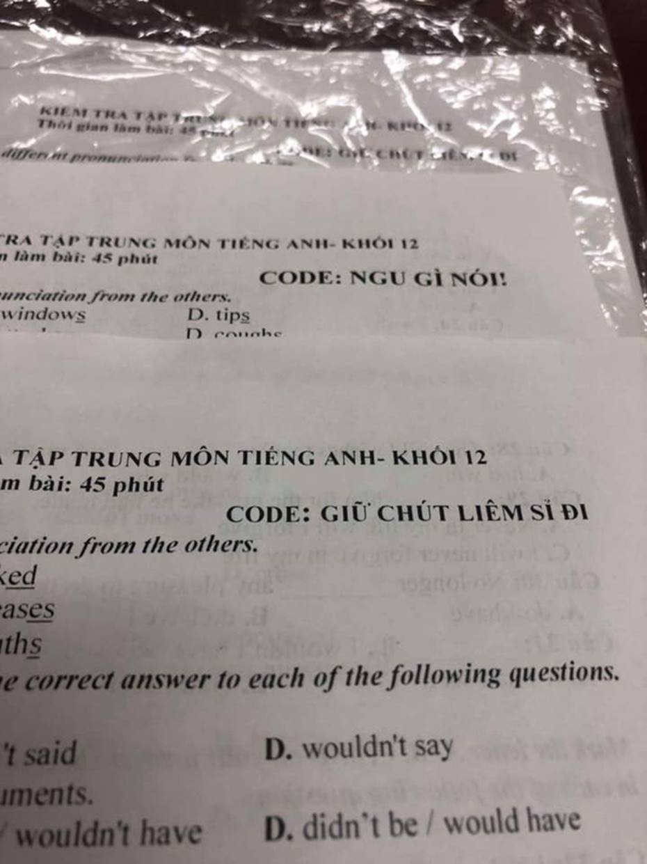 Cách đặt mã đề kiểm tra một tiết bá đạo của giáo viên dạy Tiếng Anh: Giữ chút liêm sỉ đi, hỏi han gì tầm này nữa!-1