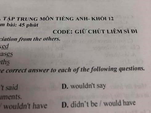 Cách đặt mã đề kiểm tra một tiết bá đạo của giáo viên dạy Tiếng Anh: Giữ chút liêm sỉ đi, hỏi han gì tầm này nữa!