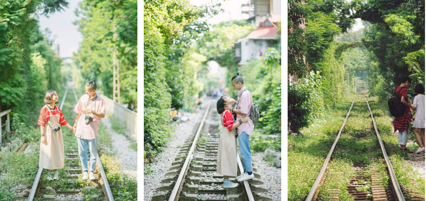 Giới trẻ Hà Nội phát sốt với đoạn đường tàu xanh mướt lên ảnh đẹp lung linh nhưng thực tế thì hết hồn, cảnh báo nguy hiểm bởi tàu đi qua liên tục-1