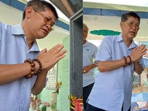 Thăm mộ cố NS Lê Vũ Cầu, Phước Sang trông gầy và già đi nhiều