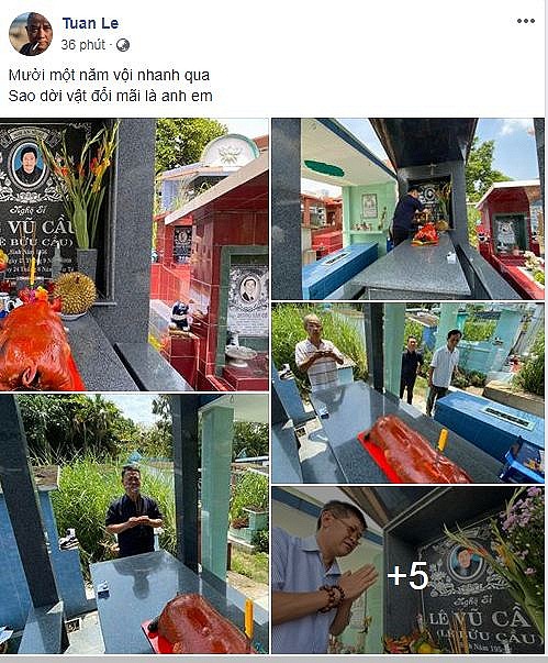 Thăm mộ cố NS Lê Vũ Cầu, Phước Sang trông gầy và già đi nhiều-1