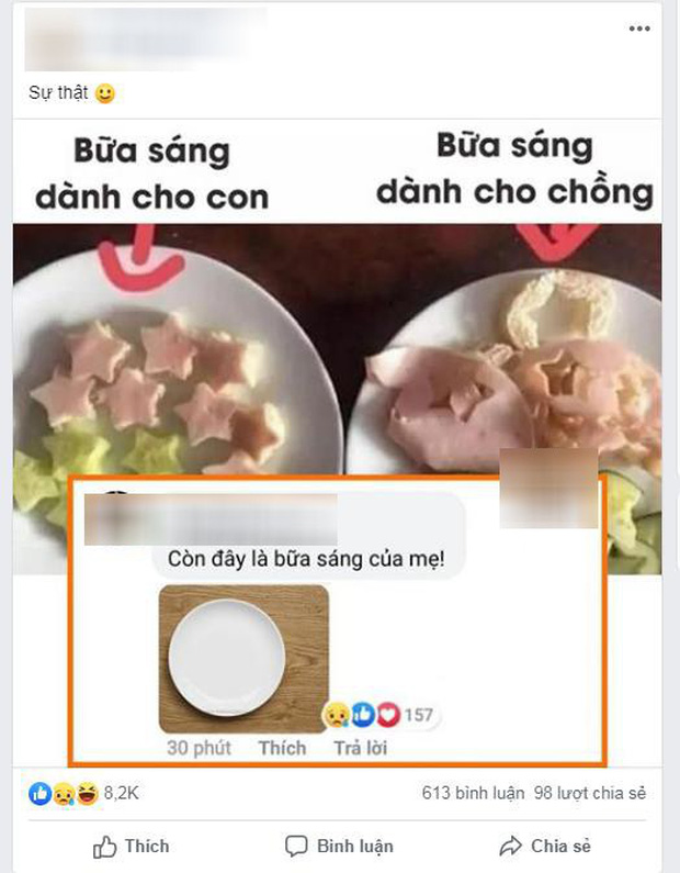 Cô vợ trẻ khoe bữa sáng của chồng và con, dân mạng phì cười nhìn có vẻ phân biệt đối xử nhưng lại rất hợp lý-2